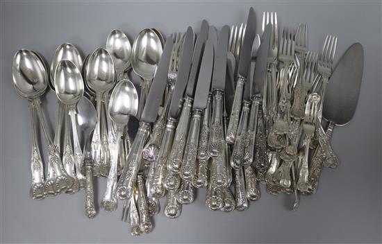 A part canteen of modern silver Kings pattern cutlery, A. Haviland-Nye, London 1973/4/5 and Sheffield, 1973,